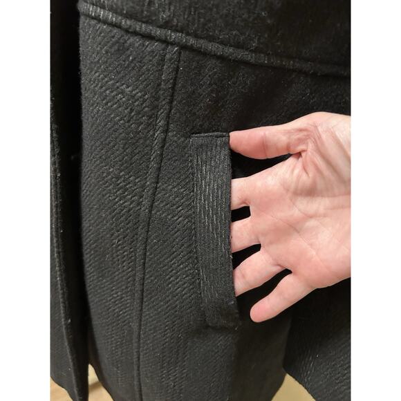 Esprit Collection Women’s Winter Long Hooded Coat Wool Blend Charcoal Plaid-Med - Picture 3 of 7